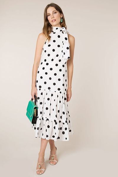 Eleanor White Maxi Polka Dot Dress