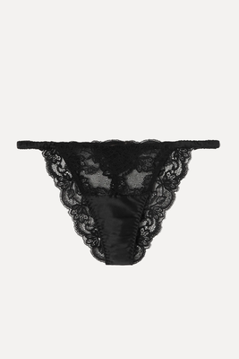 Seraphine Silk-Blend Satin-Trimmed Lace Briefs from Coco De Mer