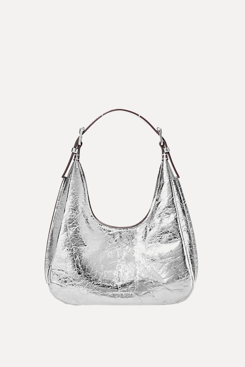Nolita Small Metallic Crackled Leather Hobo Shoulder Bag from Michael Kors