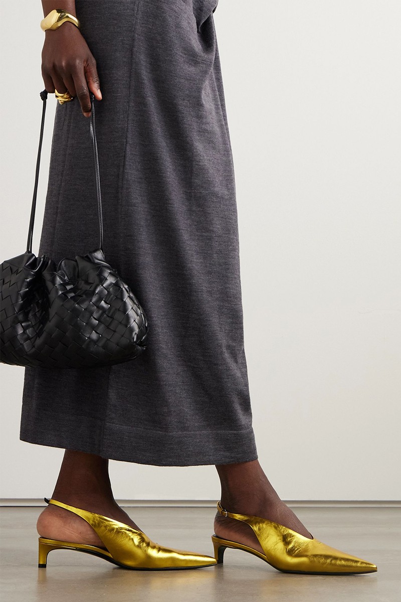 Metallic-Leather Slingback Pumps  from Jil Sander