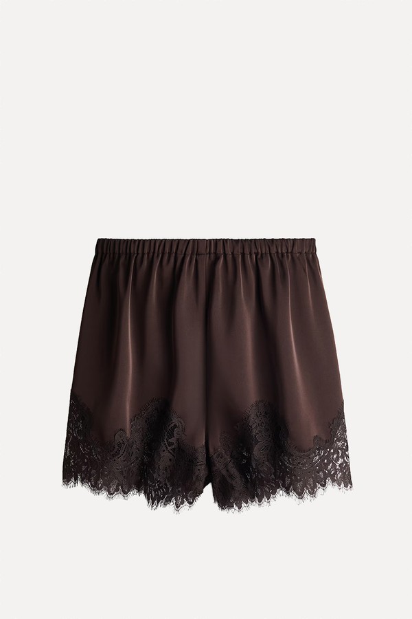 Lace-Trimmed Satin Shorts from H&M 