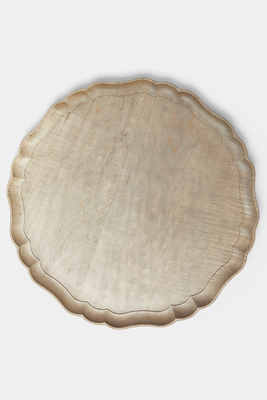 Italian Hand-Carved Wood Large Round Tray from Ifuji
