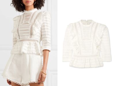 Alia Ruffled Lace-Trimmed Linen-Gauze Top from Zimmermann