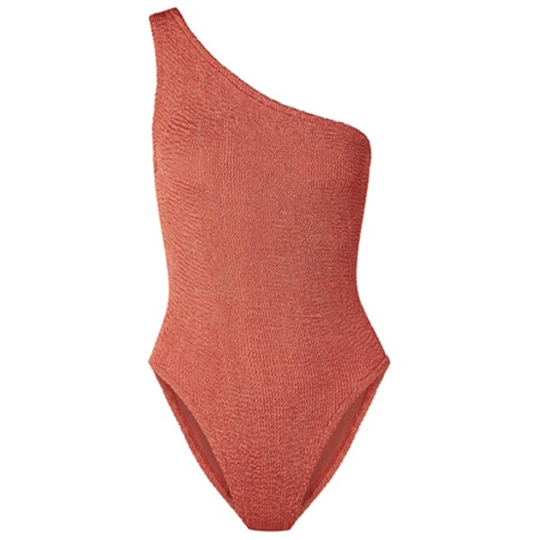 Nancy One Shoulder Seersucker Swimsuit from Hunza G