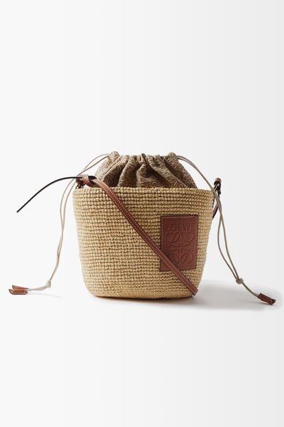 Anagram-Logo Raffia Basket Bag from Loewe Paula's Ibiza