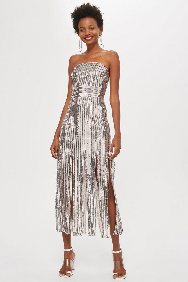 Sequin Fringe Bandeau Dress from Topshop