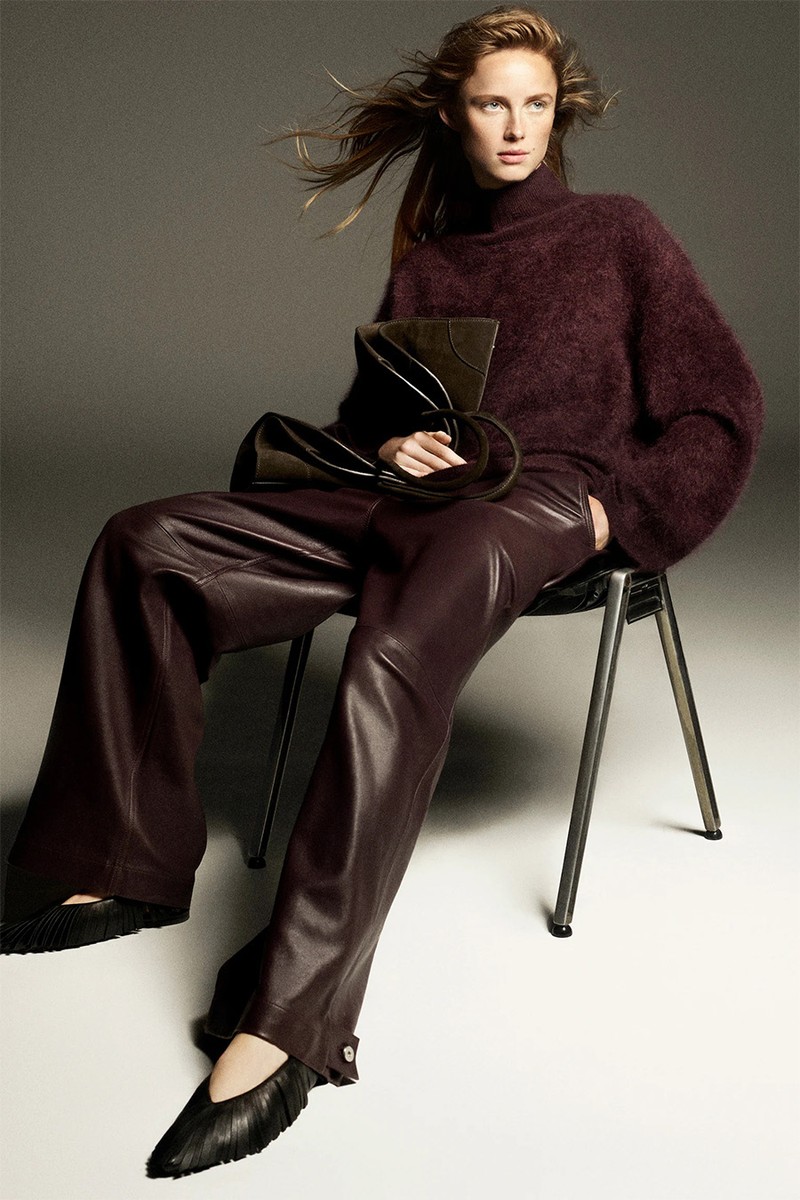 Leather Barrel-Leg Utility Trousers from COS