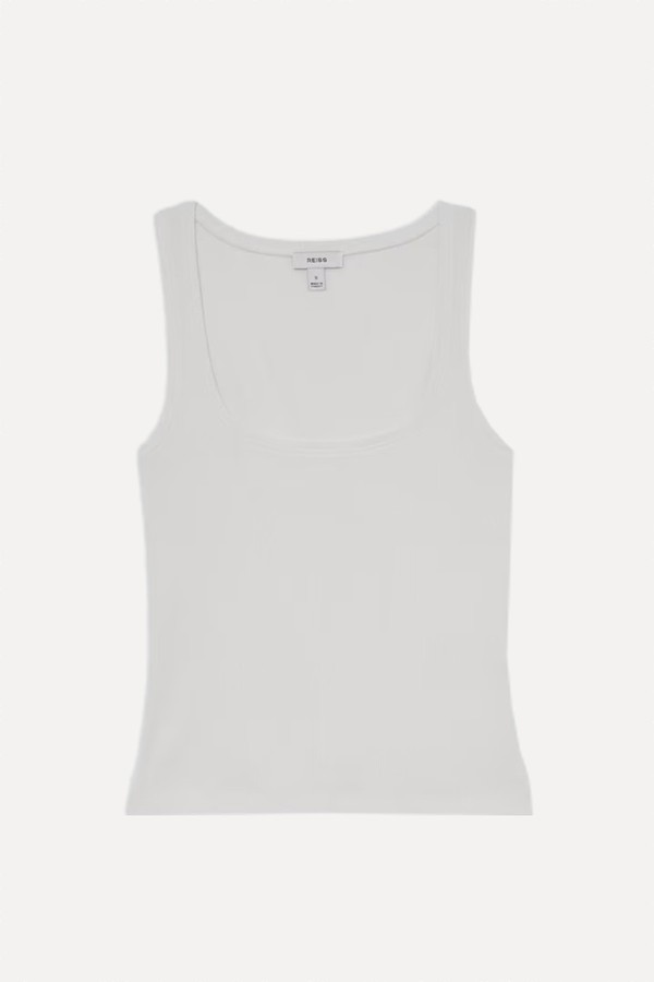Riva Stretch-Cotton Ribbed Square-Neck Vest from Reiss