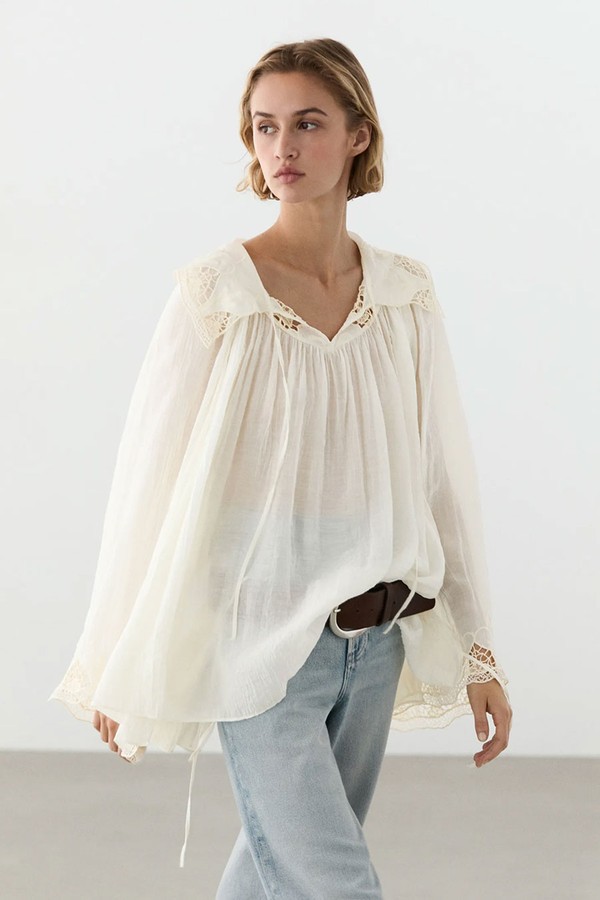 Embroidered Flowing Blouse from Massimo Dutti