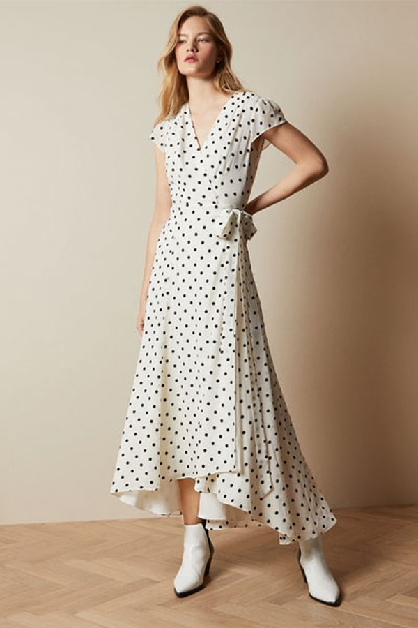 Spotted Dip Hem Maxi Dress