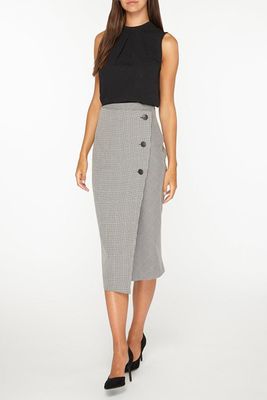 Monochrome Multi Check Button Detail Pencil Skirt from Dorothy Perkins