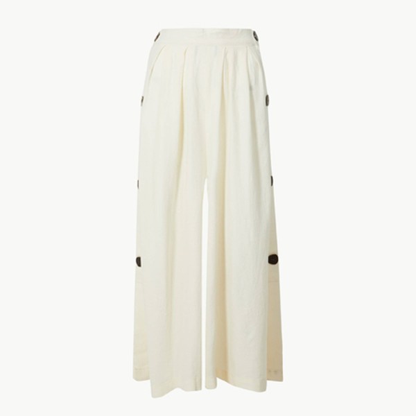 Linen Rich Wide Leg Cropped Trousers