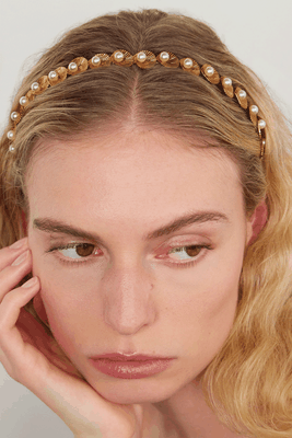 Caspia Gold-Plated Faux Pearl Headband from Jennifer Behr
