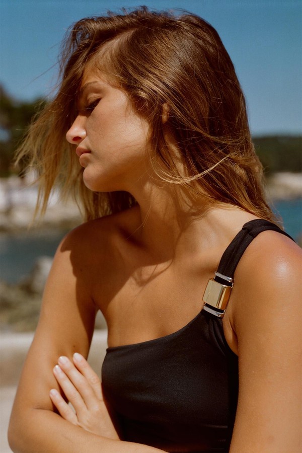 Asymmetric Cut-Out Swimsuit With Shoulder Detail