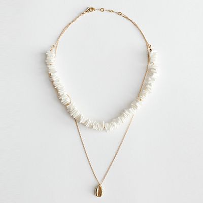 Beaded Corals & Puka Shell Pendant Necklace from & Other Stories