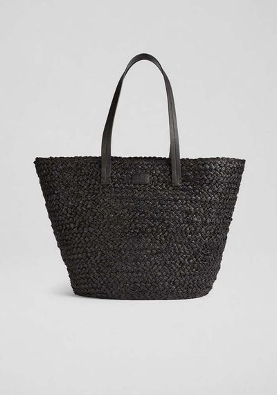 Laura Black Raffia Large Bag