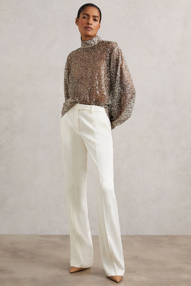 Sienna High-Neck Embellished Top from Reiss