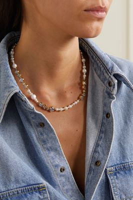 Gold-Plated, Pearl And Zirconia Necklace from Completedworks