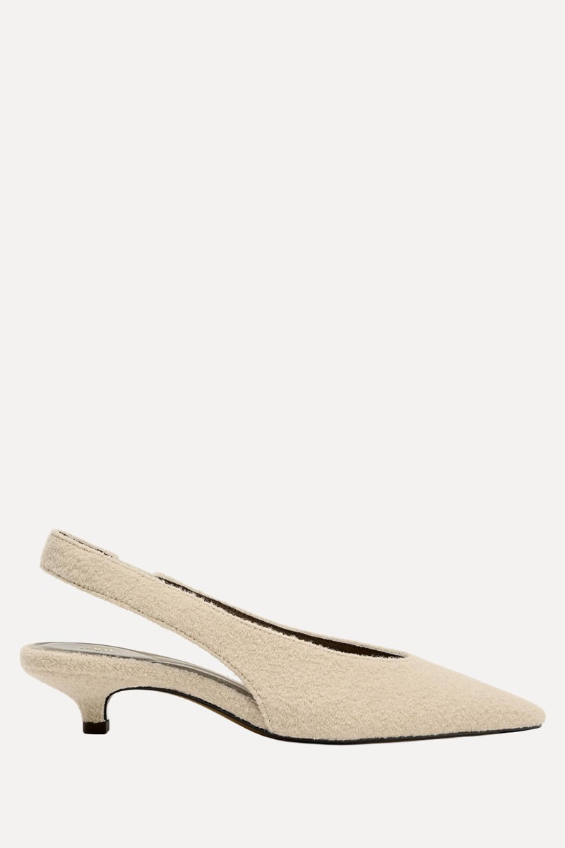 Shearling Effect Slingback Shoes