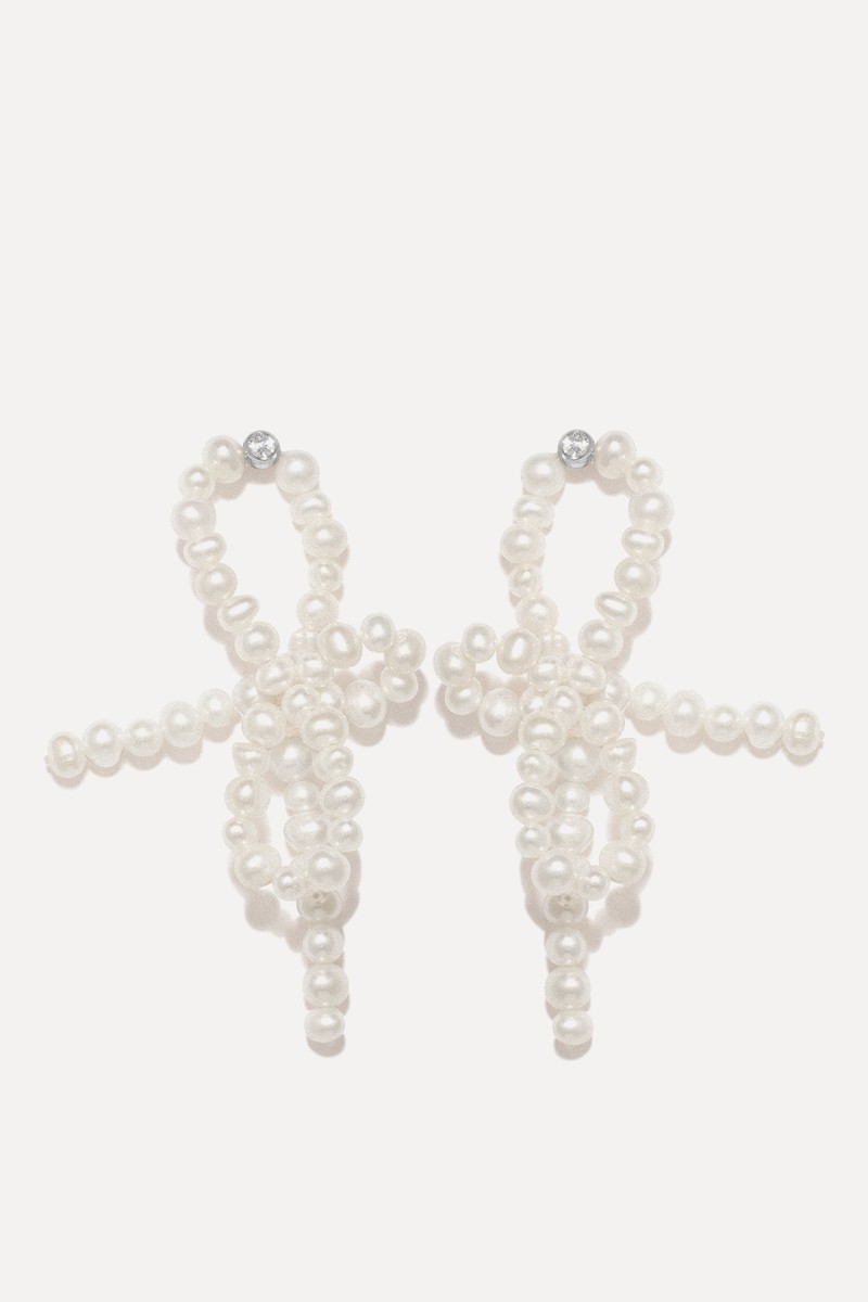 Loop The‐Loop Pearl & Zirconia Gold Vermeil Earrings 