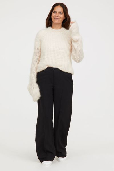 Wide Wool-Blend Trousers