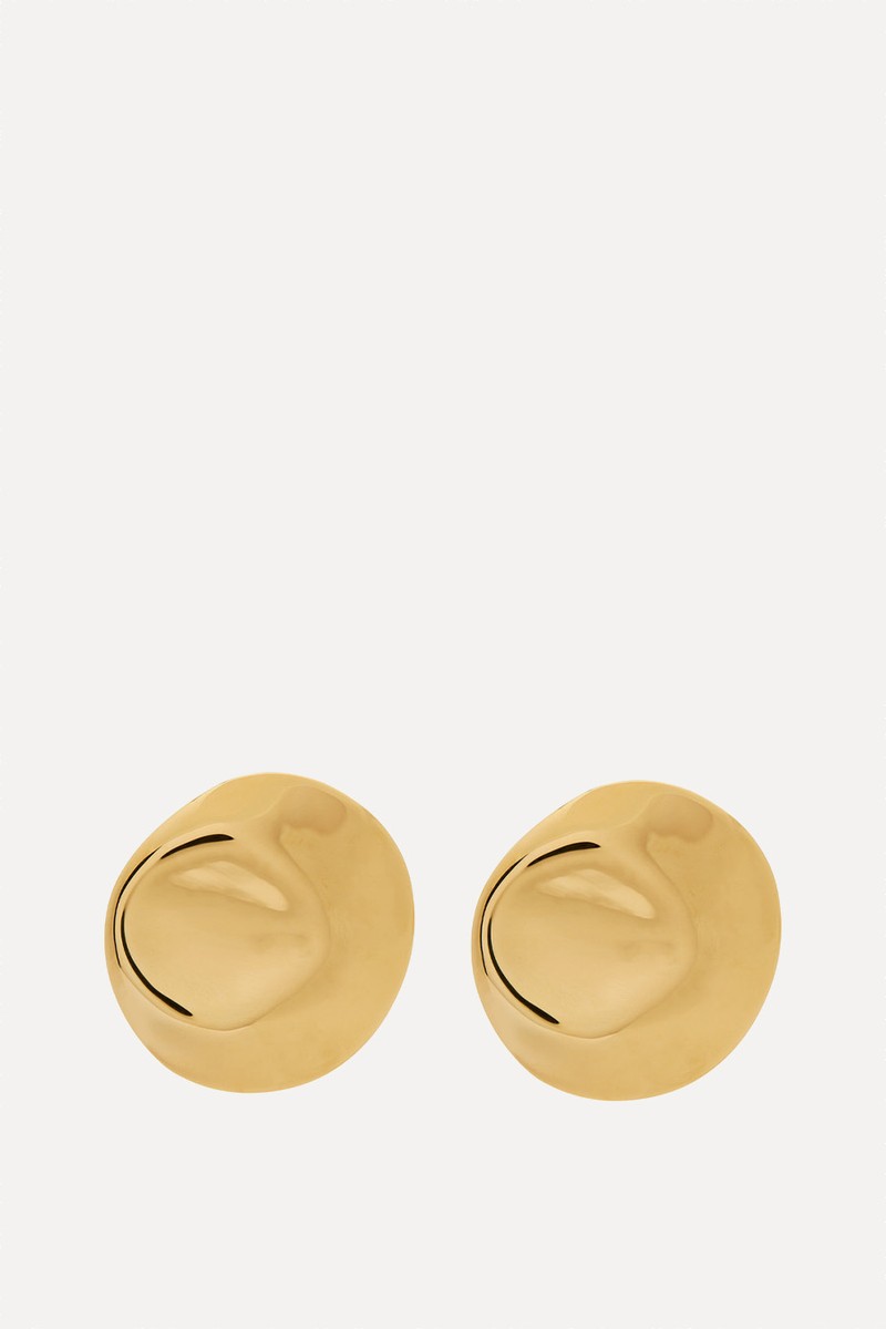 Dented Medallion 14kt Gold Vermeil Drop Earrings from NINA GORDON
