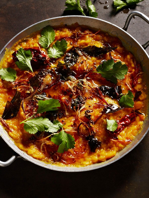 Yellow Dal With Tomato, Turmeric & Fried Kashmiri Chillies