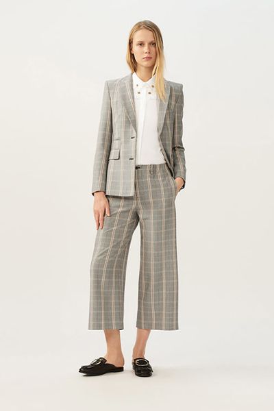 Wide Leg Checked Trousers