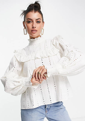 Broderie Ruffle Collar Top from ASOS Edition 