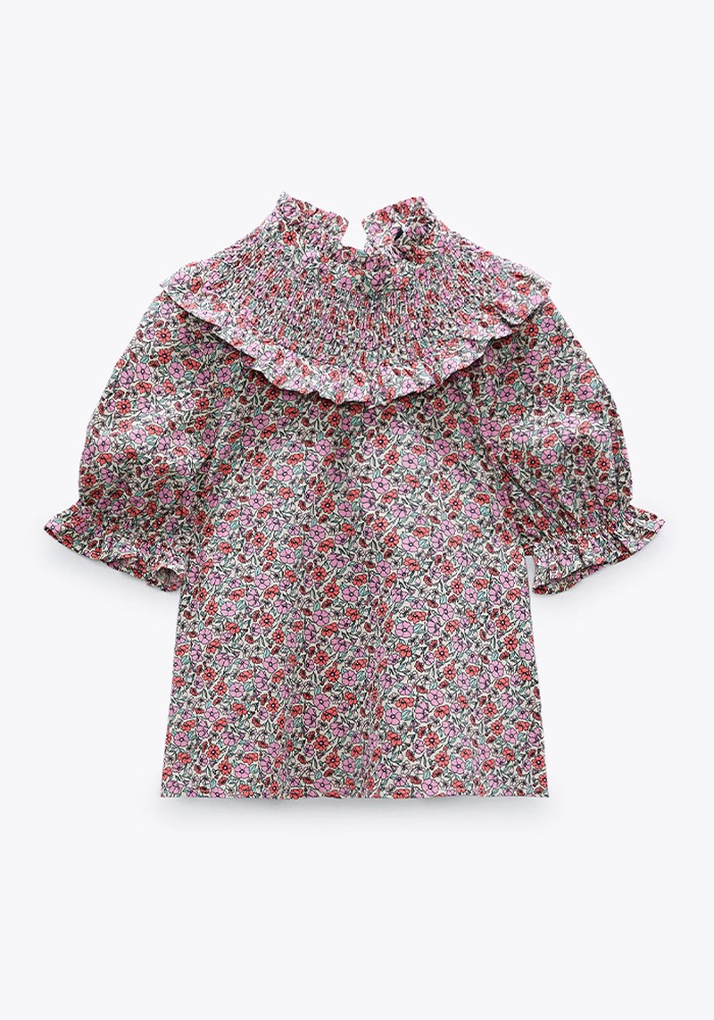 Floral Print Poplin Blouse 