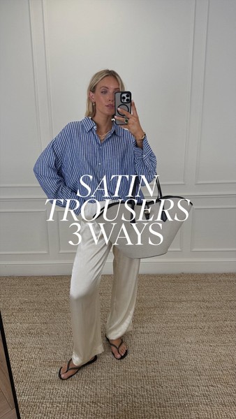 On this week’s #FridayFashionFix, @pollyvsayer shows us 3 ways to wear satin trousers. Head to our stories to shop the looks & read the caption for the full outfit details… 