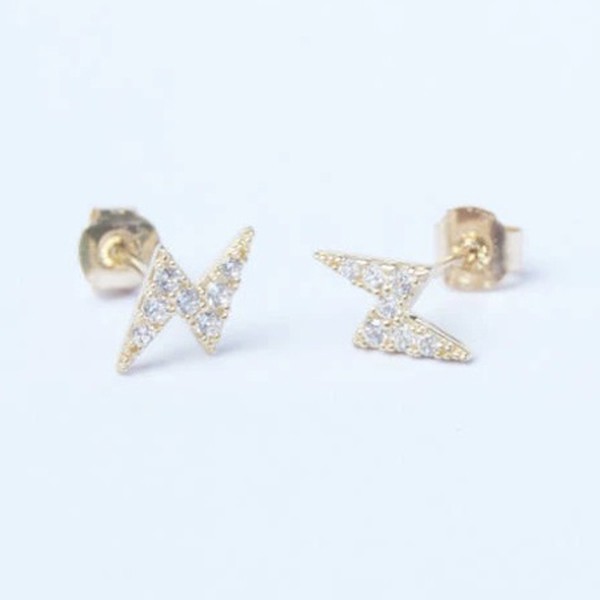 Tiny Lightning CZ Studs from Seol & Gold