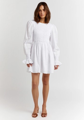 White Shirred Dress from Dissh