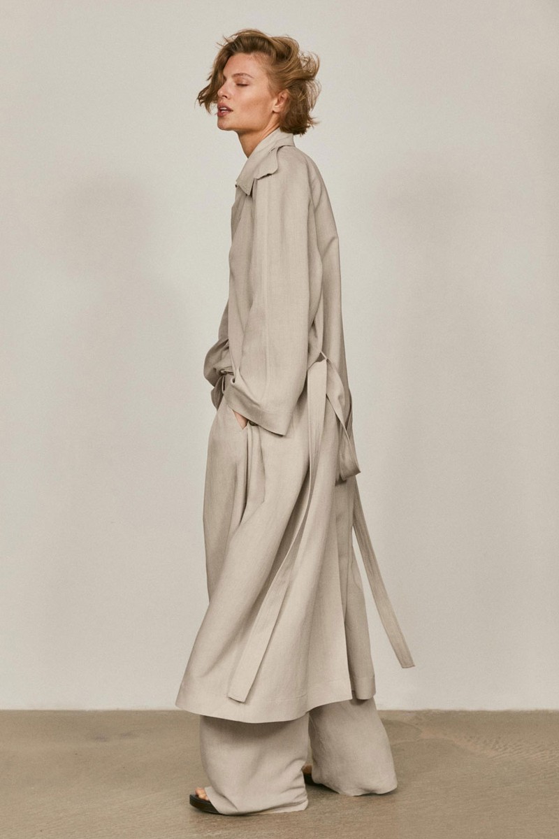 Oversize Linen Blend Trench Coat