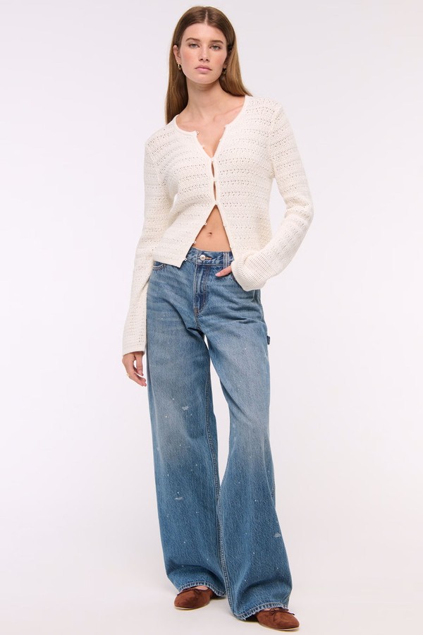 Crochet-Style Crew Cardigan