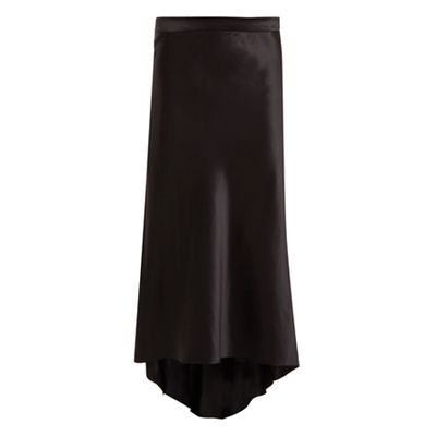 Bias Godet Silk Satin Slip Midi Skirt from Raey
