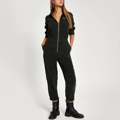 Khaki Cord Utility Boiler Jumpsuit