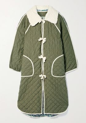 Reversible Fleece-Trimmed Quilted Cotton Coat from The Great