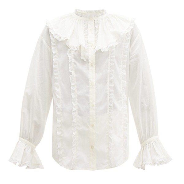 Ruffled-Collar Lace & Cotton Blouse from See By Chloé