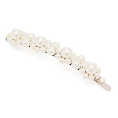 White Pearl Flower Hair Clip