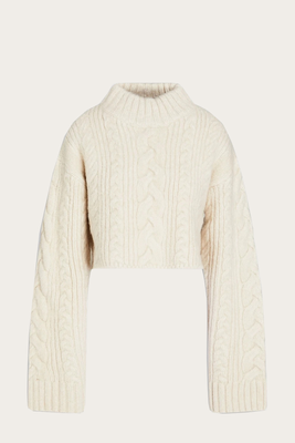 Cutout Brushed Cable-Knit Turtleneck Sweater  from Rotate Birger Christensen