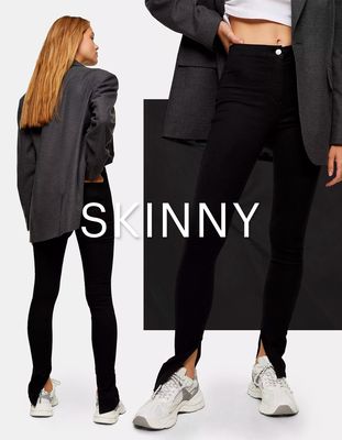 Black Split Hem Joni Skinny Jeans