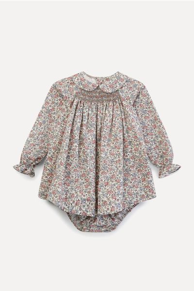 Pink Floral Cora Baby Smock Set from La Coqueta