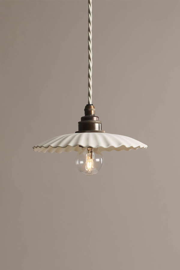 Small Narrow Pleat Porcelain Light from Devol