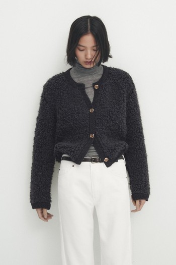 Bouclé Knit Cardigan  from Massimo Dutti 