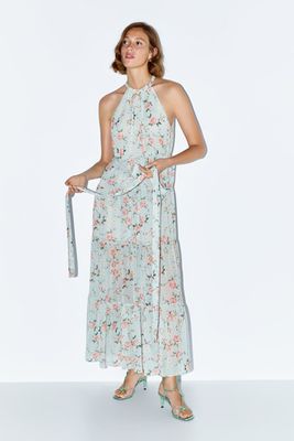 Floral Print Halterneck Dress from Zara
