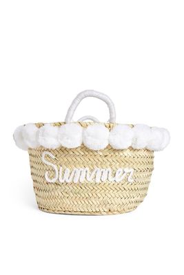 Large Pom-Pom Summer Basket Tote Bag from Bonita