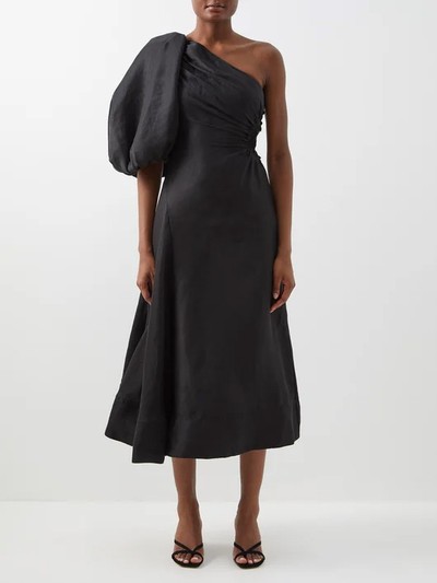 One-Shoulder Cutout Linen-Blend Dress from Aje