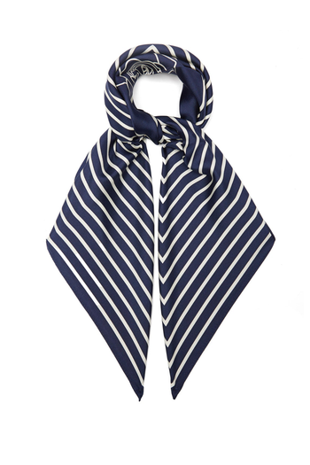 Striped Rose-Print Silk-Twill Scarf from LESCARF