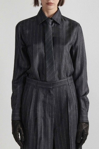 Fine Twill Tie With Grey Striped Flannel Print from Barbara Bui